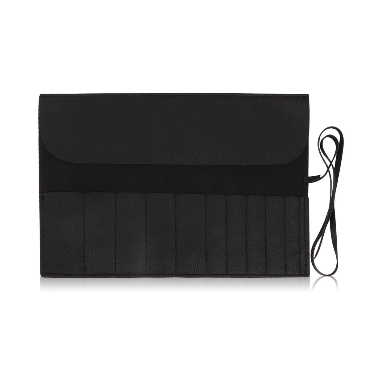 

Roll Up Makeup Brush Holder, Makeup Brush Organizer, Travel Makeup Brushes Bag Cosmetic Bags Pouch For Women Eyebrow Brushes чорний