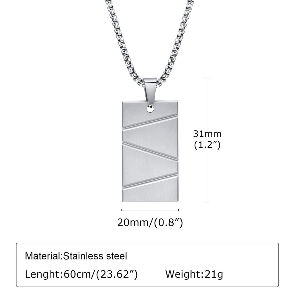 Dog Tag Necklaces for Men Dad Father Papa Husband,Waterproof Stainless Steel Square Pendant with Box Chain Collar Gift