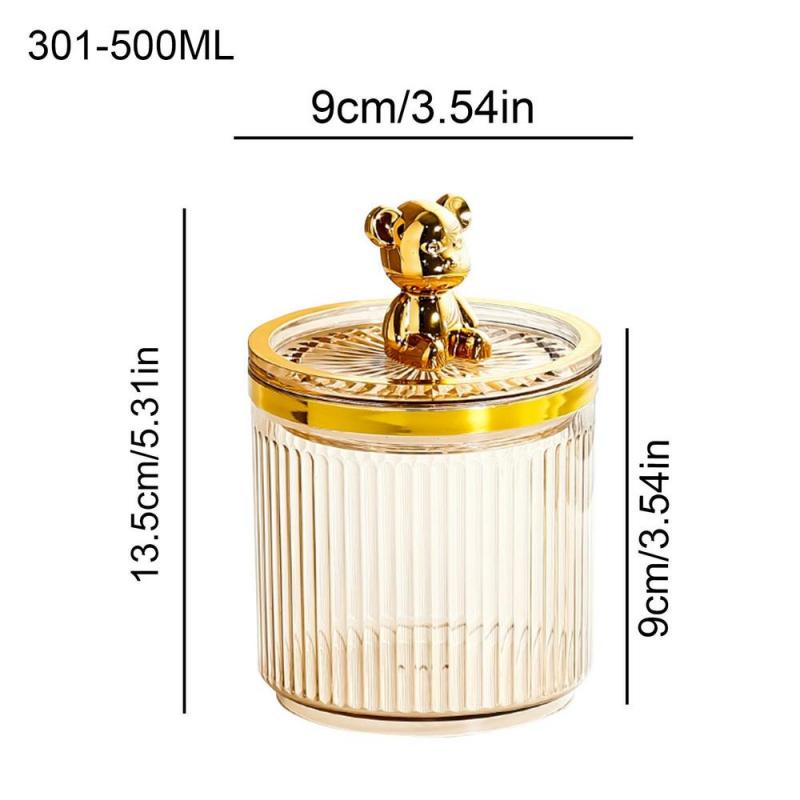Luxury Bear Cotton Pad Organizer Bathroom Storage Box For Cotton Swabs Toothpick Cosmetics Jewelry Makeup Remover Pad Container
