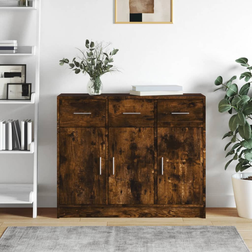 Sideboard Smoked Oak 91 X 28 X 75 Cm Wood Based Material