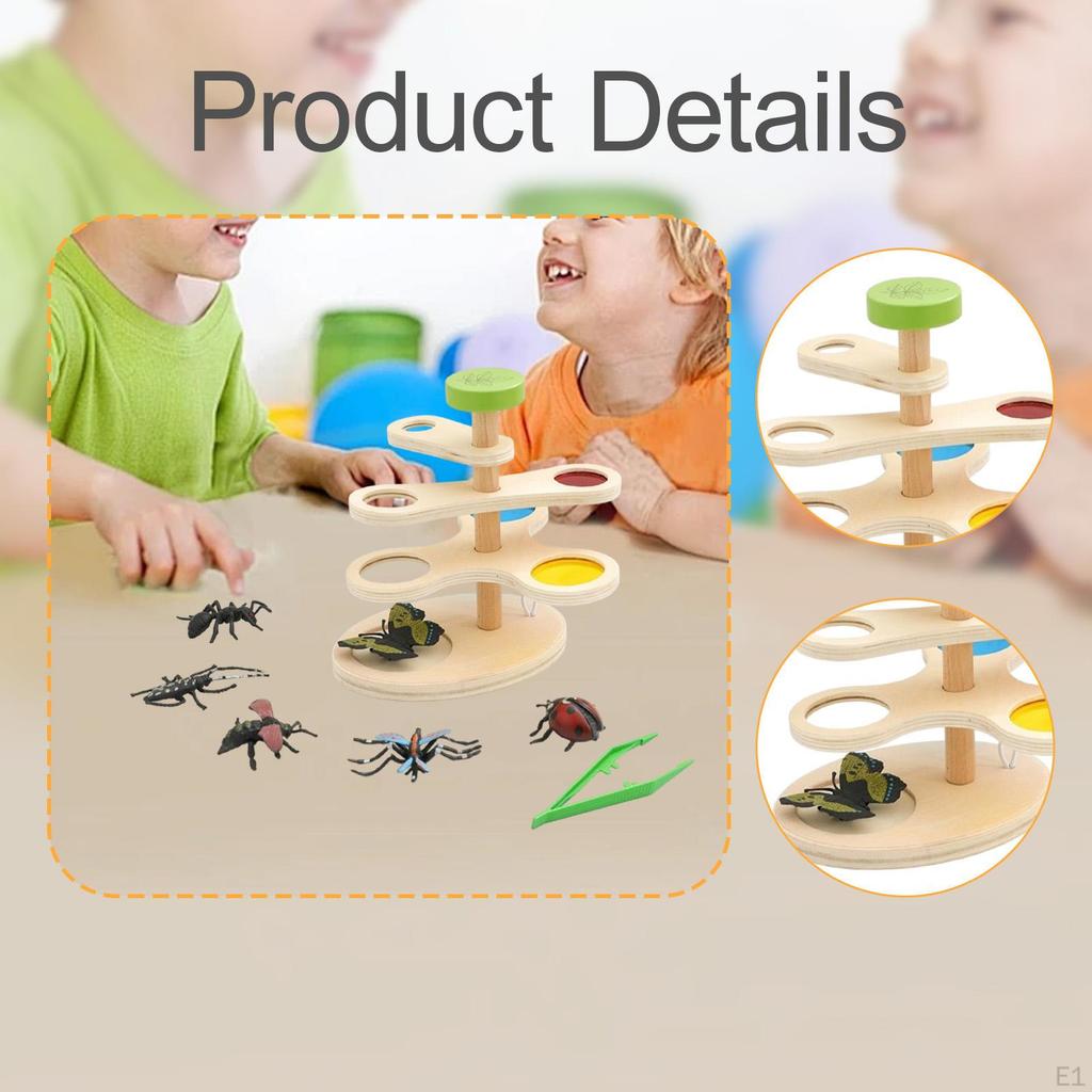 Magnifying Glass Early Learning Tool Exploration Educational Kids Wooden Magnifier Observation Scope