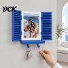 Mail And Key Organizer Holder with Hidden Storage Shelf, Mediterranean-Style Window Frame Photo Shelf Display Stand, Functional Entryway Blinds Decor