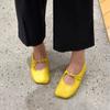 Retro Pleated Square-toe Single Shoes, One-strap Soft-soled Flat Shoes, Flat Women's Shoes