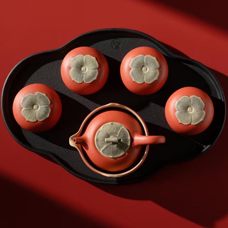 Wanqiantang Persimmon Ruyi Ceramic Gongfu Tea Set