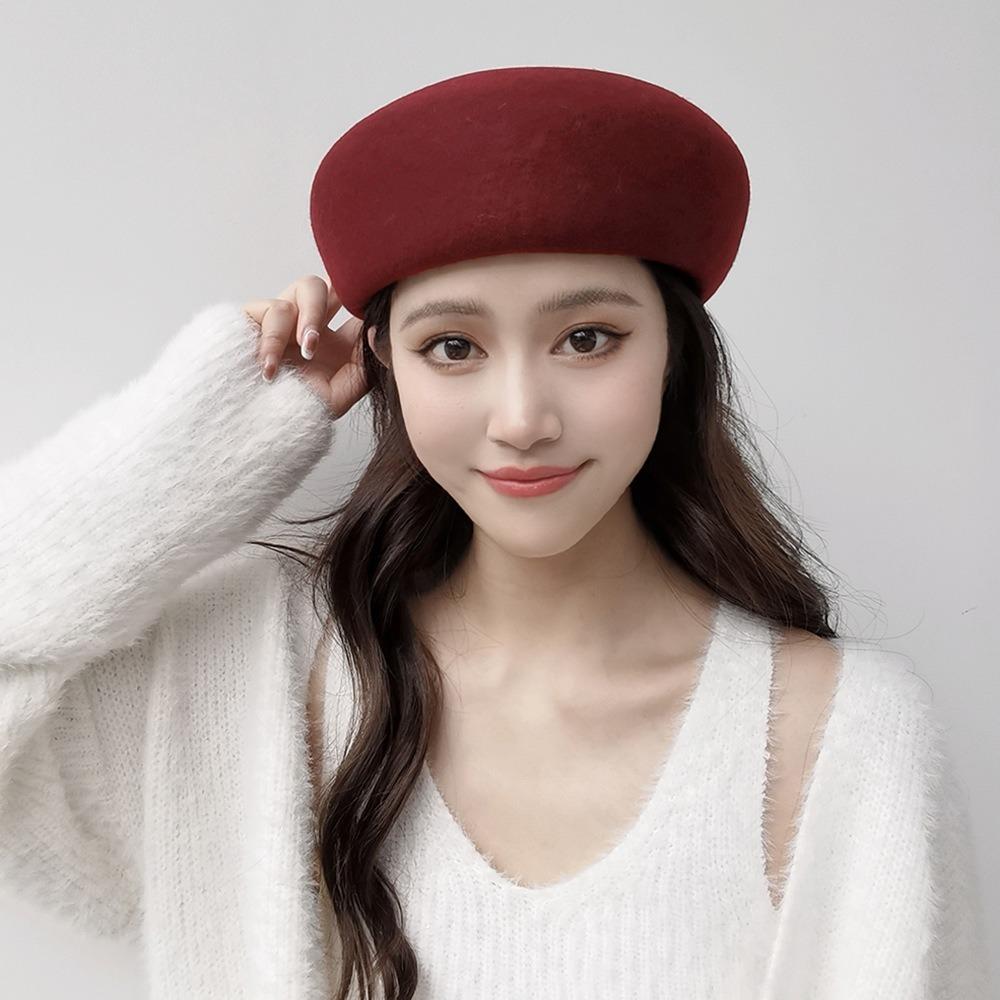 Luxurious 100% Wool Women's Beret Hat Classic Keep Warm Top Hat Elegant Charming Wool Beret Cap for Party