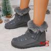 Waterproof Fabric Non Slip Thick Bottom Snow Boots Women 2025 Winter Fluffy Fur Ankle Boots Plus Size 43 Warm Plush Hiking Shoes
