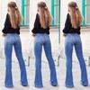 Jeans Damenmode Trend Slim Schlankheitshose mit hohem Bund, ausgestellte Hose, gewaschen und poliert, weiße Hose für Damen