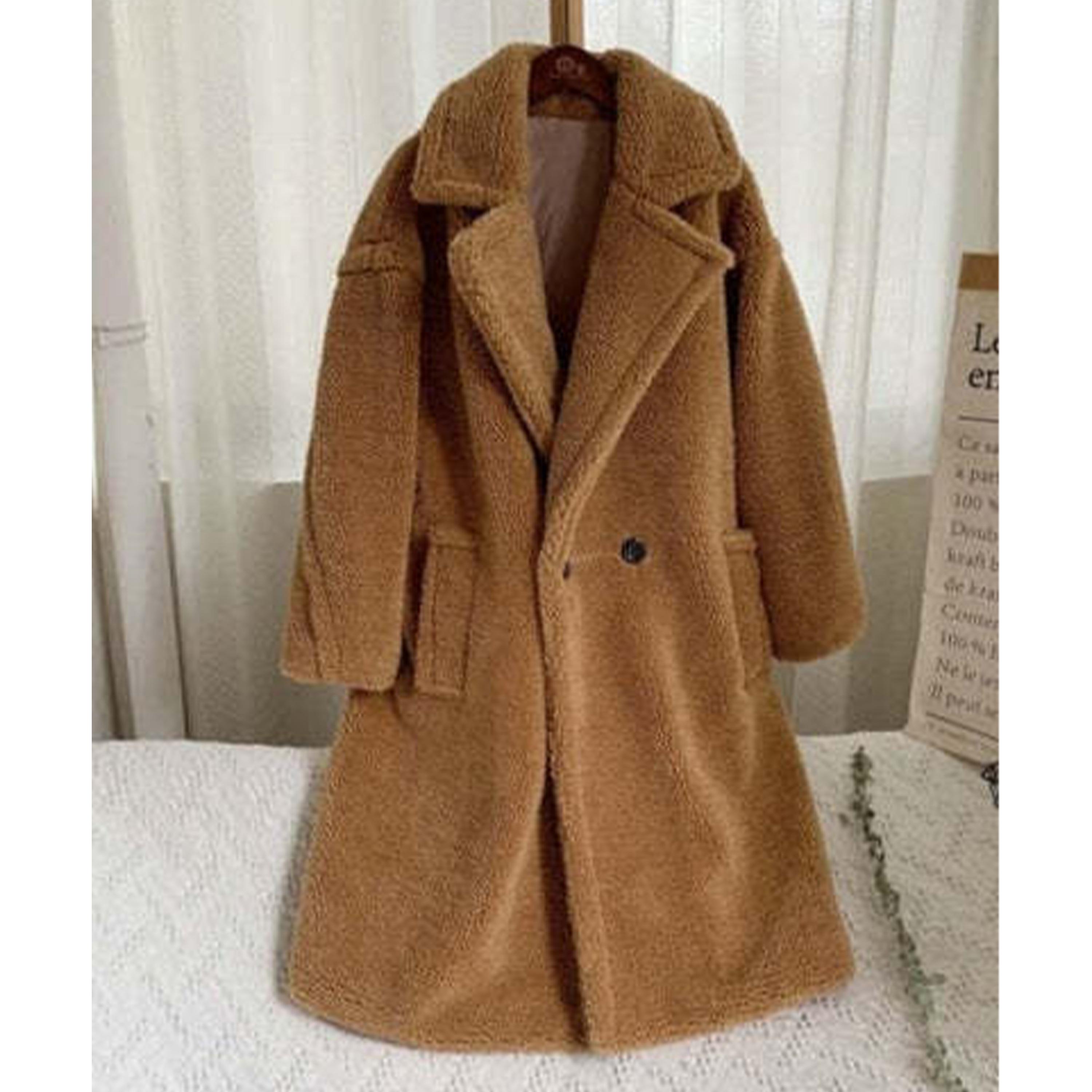 

Long imitation cashmere coat 3XL хаки