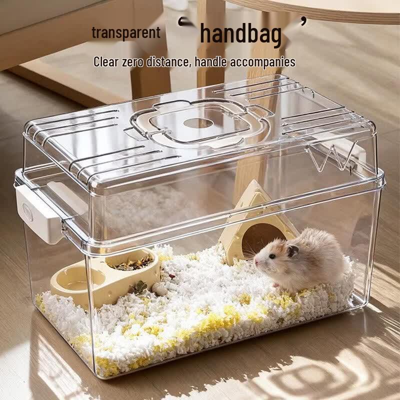 JINGRUIXIANG Portable Panoramic Hamster Carrier Cage