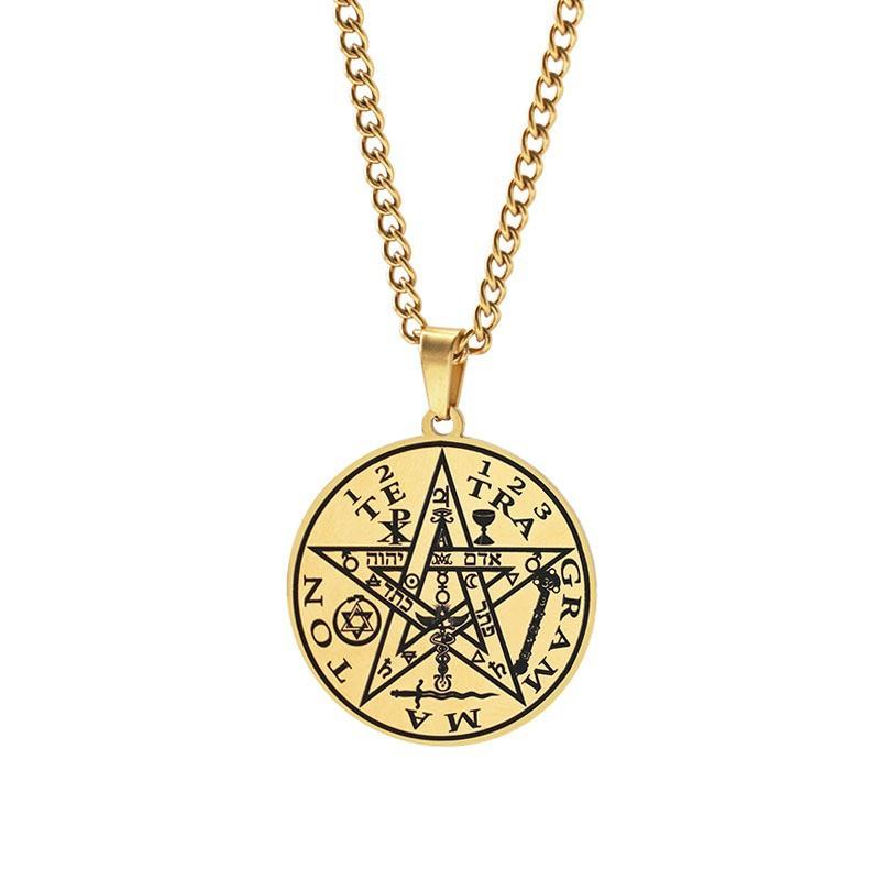Pendant Hiphop Hip-hop Five-pointed Star Seal Kabbalah Amulet Necklace for Men and Women