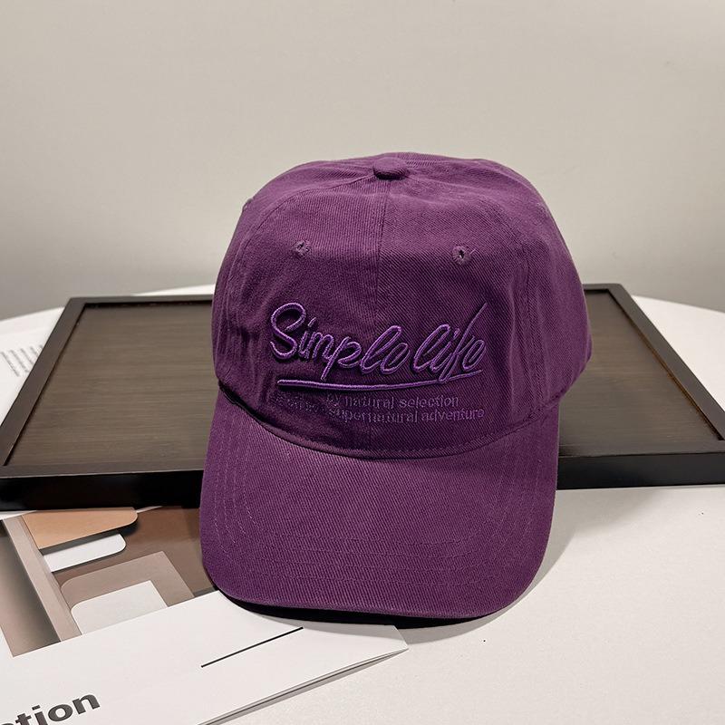 Retro three-dimensional letter embroidered baseball cap for women, street versatile, showing face, small soft top, blue cap for men