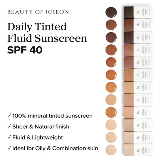 Beauty of Joseon Crème Solaire Fluide Teintée Quotidienne (12 couleurs) SPF 50+ PA+++ 50ml