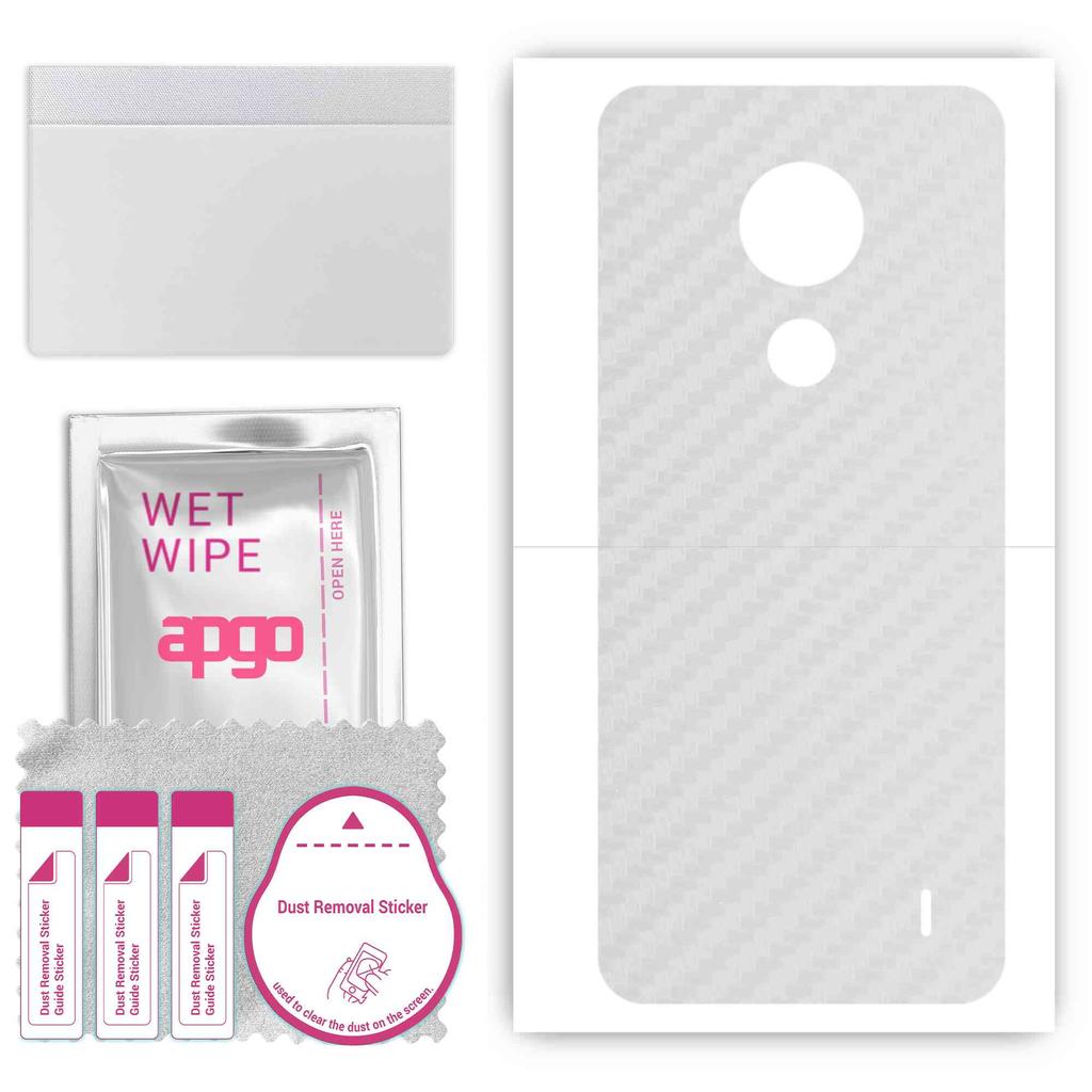 apgo Autocolant protector de piele pentru spate compatibil cu Nokia C21, Folie wrap, Folie, Vinil - Model Carbon Transparent