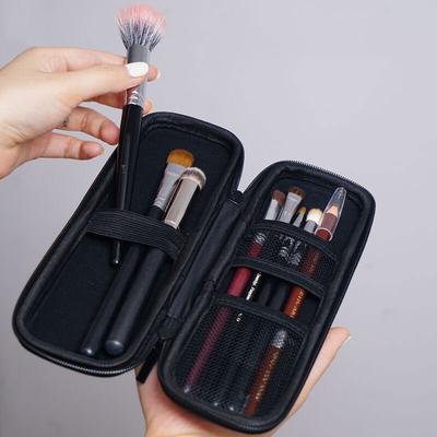 Women Makeup Brush Case Pure Black Small Cosmetic Bag Beauty Tool Storage Box