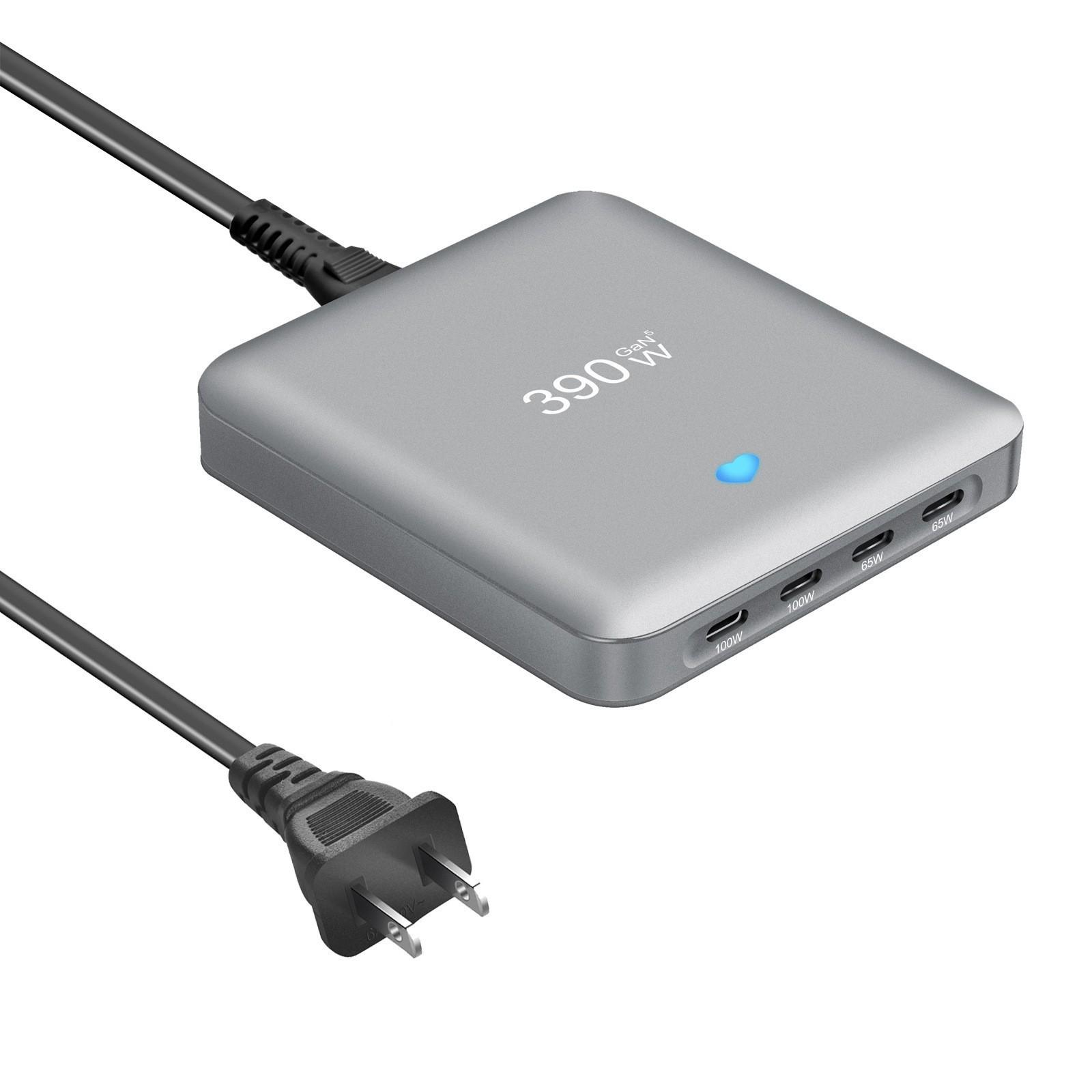 

390W Gallium Nitride Ultra-Thin Desktop Charger with 4C2A Ports and 100W Direct Charging
