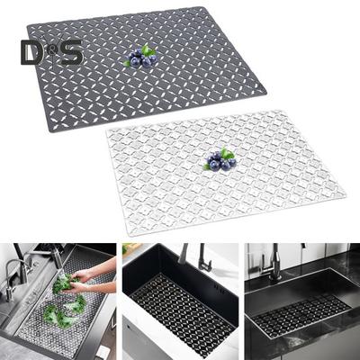 2Pcs 30x40CM Küche Waschbecken Matte PVC Hohl Raute Rechteck Anti-slip Cuttable Keramik Edelstahl waschbecken Protector Ablassen Pad