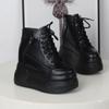 13CM Microfiber Genuine Leather Vulcanize Summer High  Comfy Spring Autumn Platform Women Chunky Sneaker Loafer Shoes