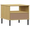 Nightstand OSLO with Metal Legs Brown Solid Pine Wood
