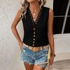 Camisola Informal para Mujer con Encaje y Retazos Cuello en V Holgada