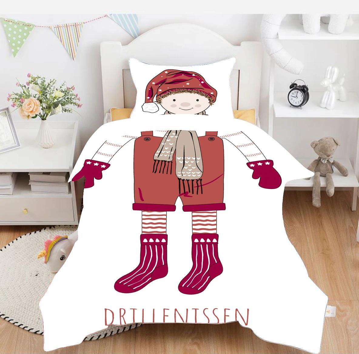 

3D Christmas Baby Young Boys Young Girls Carton Santa Claus Soft Duvet Cover featuring Pilowcase Quen King Children Bedrom Decor Soft Beding Set 100*200cm Single