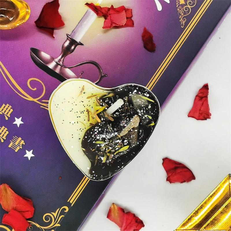 Mini Manifestation Candles Herbal Intention Candle Unscented Spell Dried Flowers Candles with Crystal Tea Lights