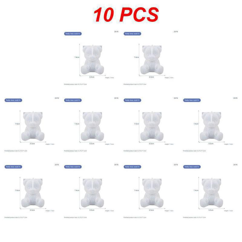 1~10PCS Smiling Teddy Bear Silicone Candle Mold 3D Animal Soap Resin Craft Plaster Making Kit Handmade Mold Home