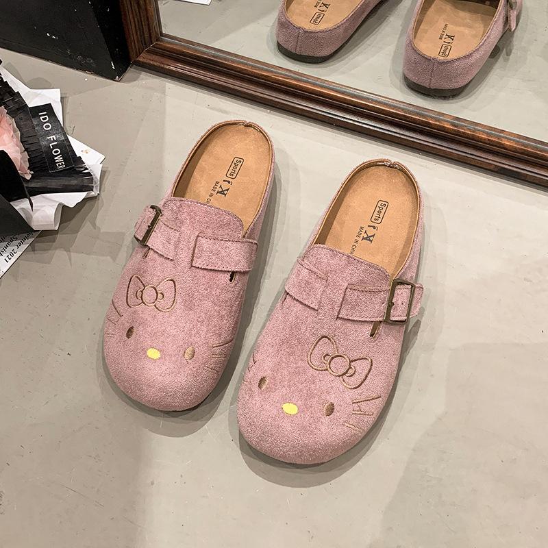 

Retro thick-soled bag head slippers women s summer wear new with skirt pink half drag 40 рожевий