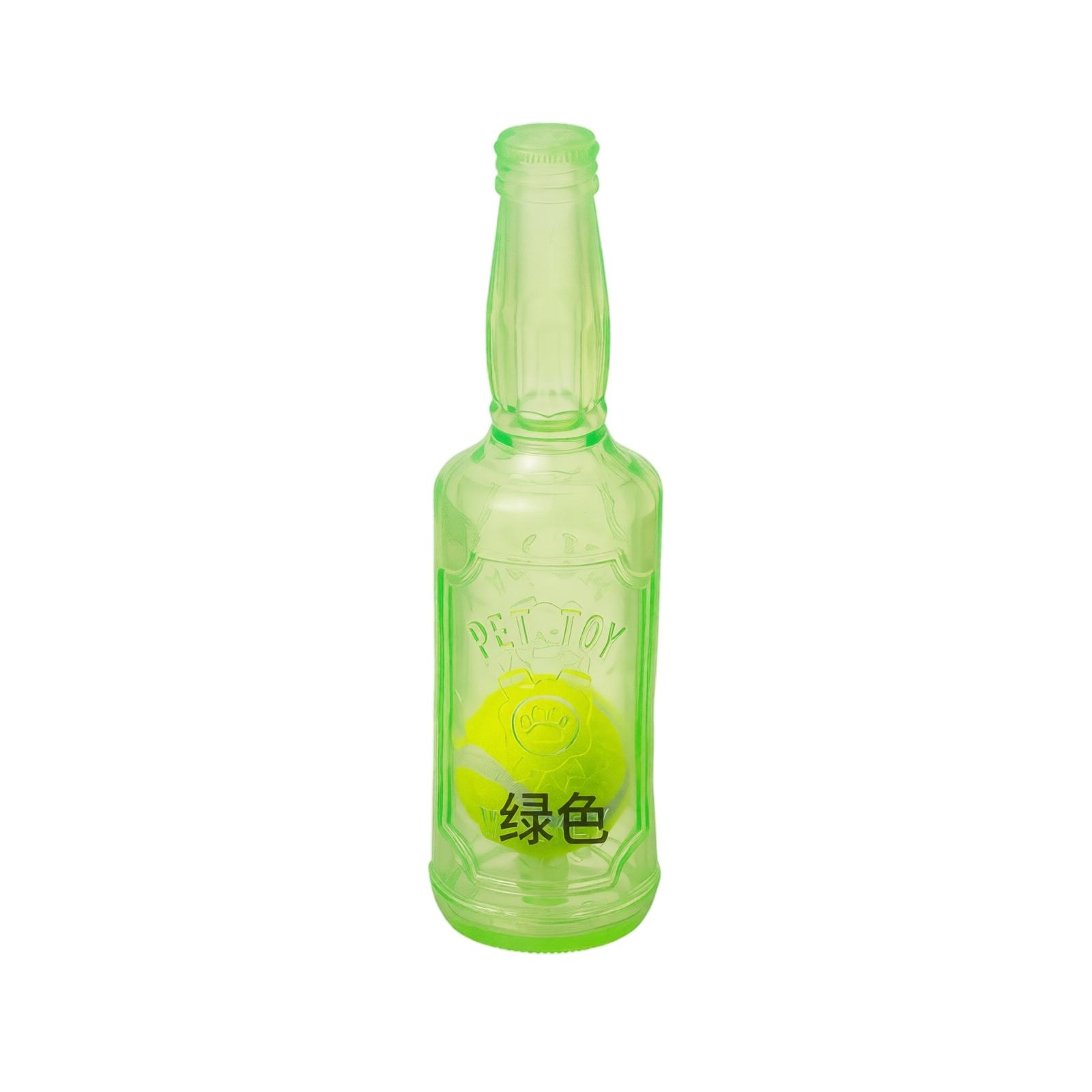 Durable Pet Chew Toy Bottle Shape with Squeaker Inside for Interactive Play and Teeth Cleaning Suitable for Dogs and Puppies One Size зелёный