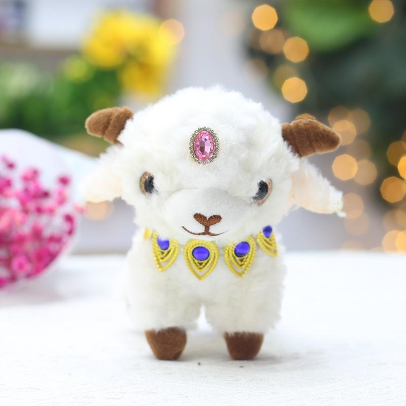 White Fluffy Sheep Stuffed Animal Soft Breathable Washable Fabric Adorable Big Eyes Great Gift for Kids Travel Companion