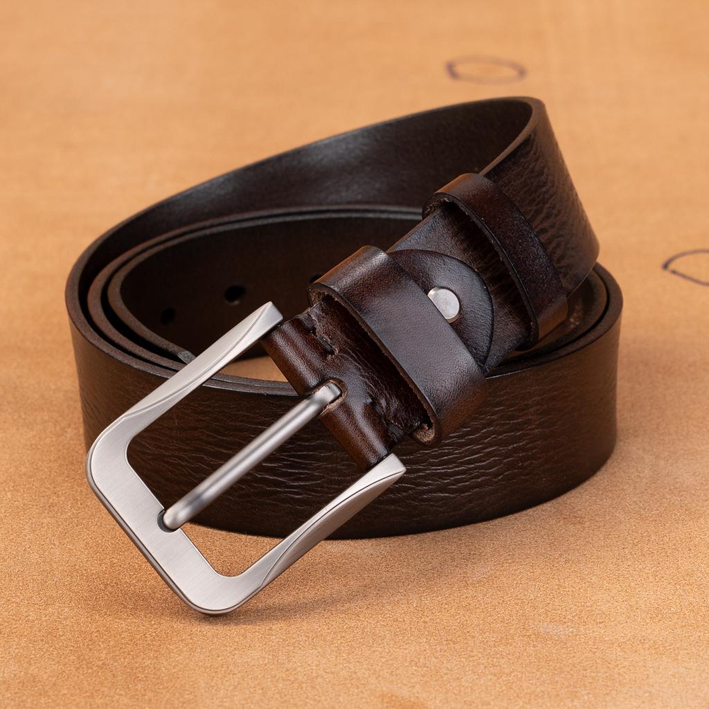Belt First Layer Cowhide Genuine Leather Versatile Tree Paste Leather Pin Buckle Retro Belt Middle-Aged And Young Men'S Belt