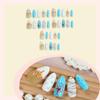 30PCS Ocean Theme Blue Long Press On Nails with Not Easy Break or Split Design for Daily and Parties Wearing