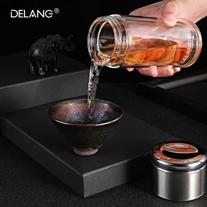 DELANG 320ml Double-Walled Glass Tea Bottle