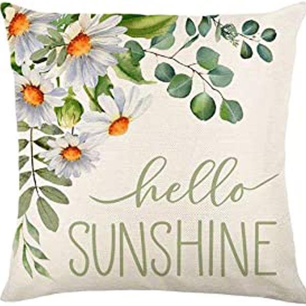 Small Daisy Flower Pillowcase New Striped Linen Home Fabric Sofa Pillowcase Light Luxury