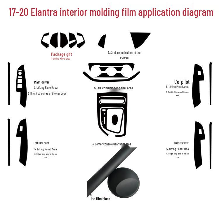 Carbon Fiber Center Console Gear Stickers for 2017-2020 Elantra Interior Enhancement