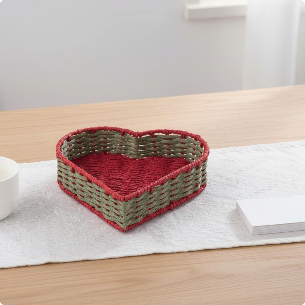 Heart Shaped Storage Basket Handmade Heart Storage Basket Multi-Purpose Easy to Organize for Dresser