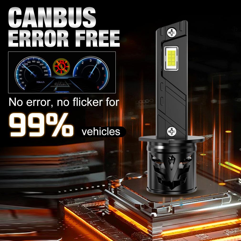 2Pcs H1 LED Headlight Bulbs Turbo Lamps Mini 30000LM 60W 16 Core CSP Chips Super Bright Car Fog Lights 12V 6500K White Automobile Headlamp