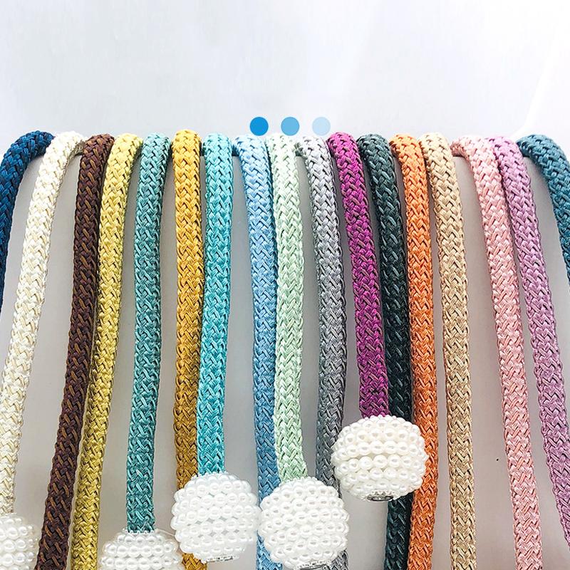 Simple curtain straps with high strength magnetic attraction, pearl magnetic buckle, fabric storage strap