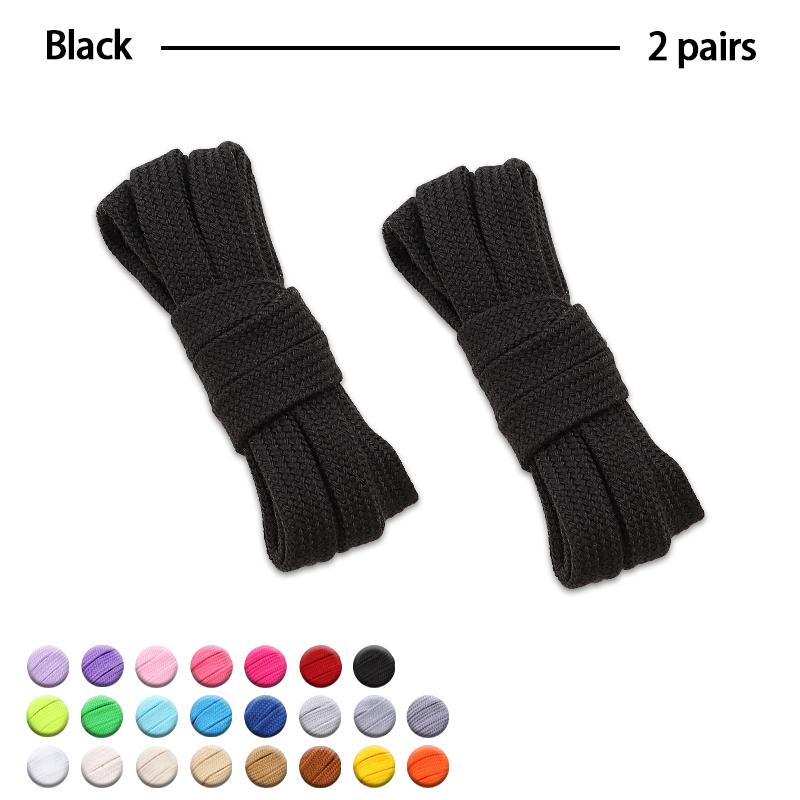 2Pair Flat Cotton Shoelaces Wide Sneaker Replacement Shoe Laces Classic Colored Shoelaces 80/100/120/140/160cm Unisex Shoestring