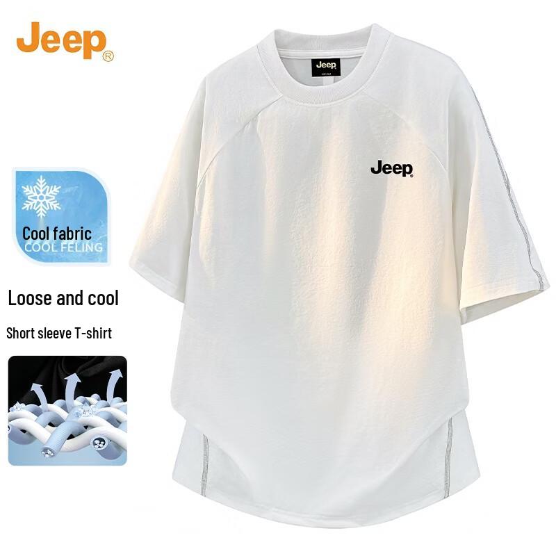 JEEP Men s Contrast Ice-Feel Short Sleeve T-Shirt M