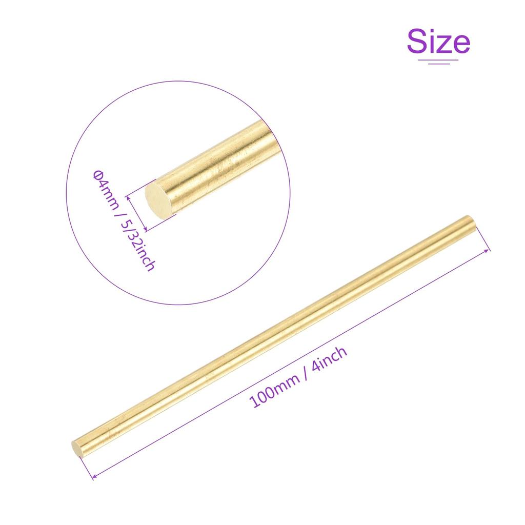 DMiotech x Brass Rods for DIY Brass Welding Lathe Drift Punch Model and Cars 20-Pack 4-inch 5/32-inch Crafts, Rods, Materials, Shafts, Airplanes,