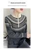 Women's Retro Fair Isle Stand Collar Wool Sweater - Loose Fit, 100% Wool, Plus Size Knitwear Outerwear