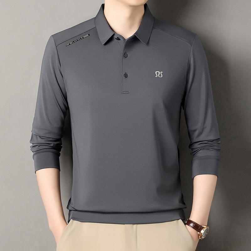Long Sleevepolo Business Casual Loose Fit Lapel Collar T-Shirt Top M