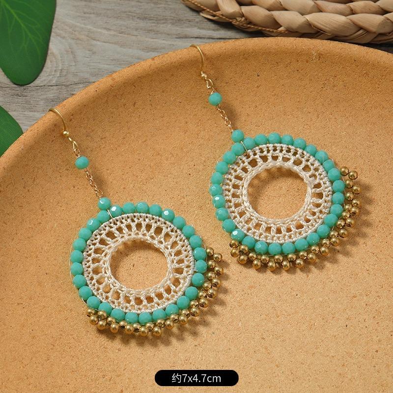 Bohemian Earrings Hand-woven Retro Vacation Versatile Temperament Earrings Women's Long Earrings