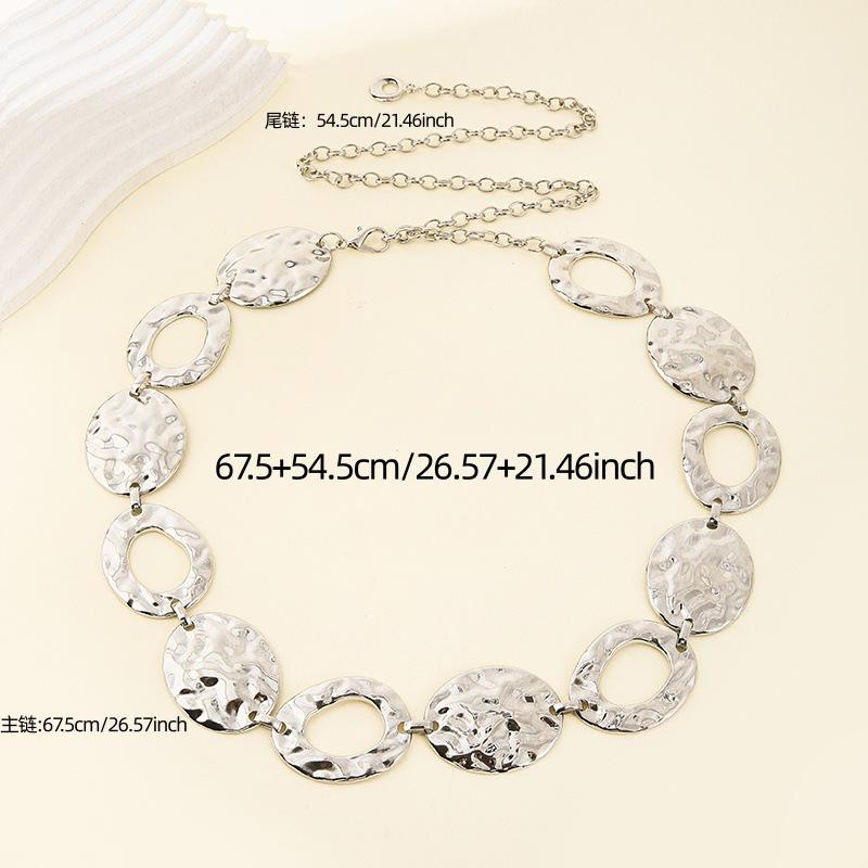 European and American versatile metal pleated ring chain waist chain female simple punk wind ripple ring body chain