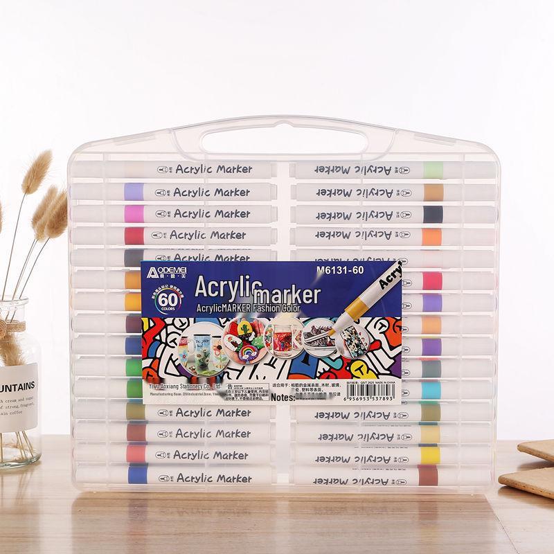 Acrylic Marker Pen Set - 12, 24, 36, 48 Colors for Kids Art and Painting with Portable Box