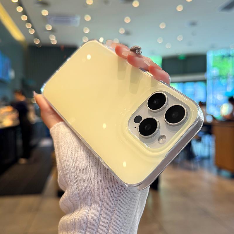 

Роскошный Милый Конфетный Цвет IMD Чехол для Телефона Для iPhone 16 Pro Max 15 14 13 12 Plus Модный ПК Жесткий Противоударный Бампер Чехлы Крышка For iPhone 12 жёлтый