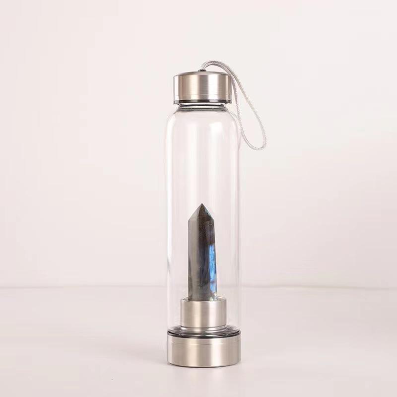 Hexagonal Prism Crystal Glass Water Cup with Magic Wand Spa Design - Custom Logo Option Available