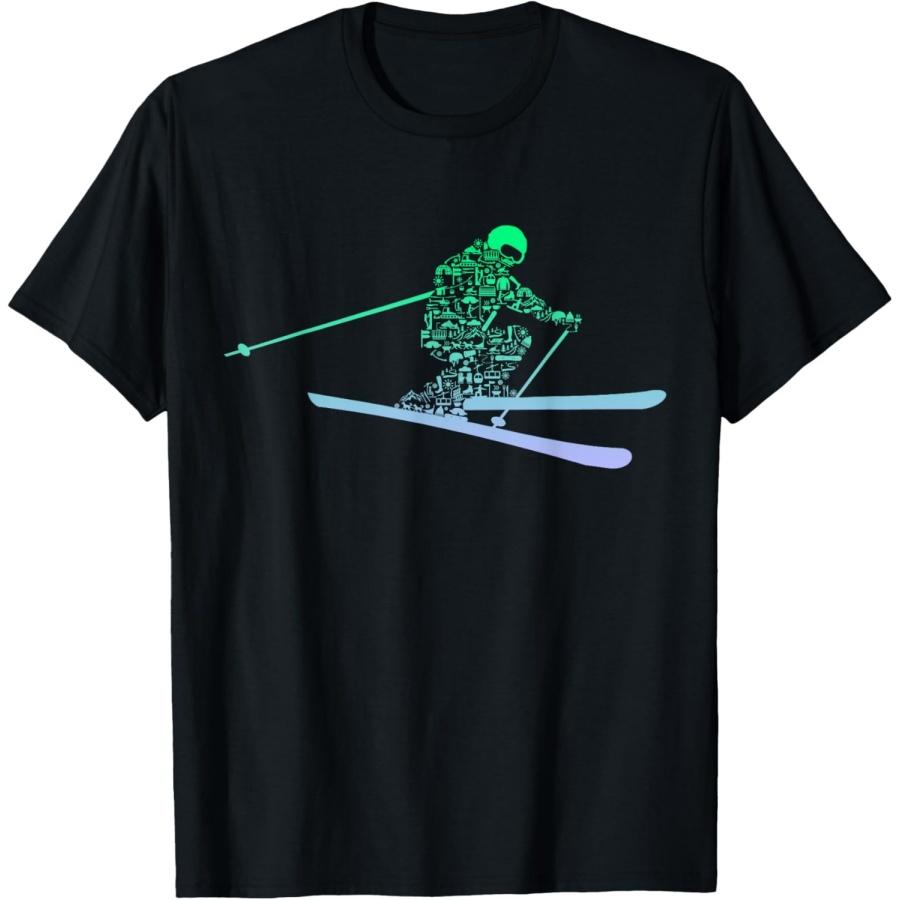 Футболка с иконкой лыжника Silhouette Ski Icon Tshirt for Skiier _ Ski Boys Skiing T-Shirt XXXXXL чёрный