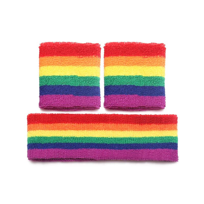 TULX Rainbow Sports Wristband & Headband Set