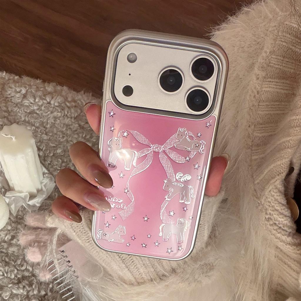 Gilt 17 Mobile Phone Case Iphone17promax Apple 16 Suitable for 14 Pink Bow Pony High-quality Mobile Phone Case